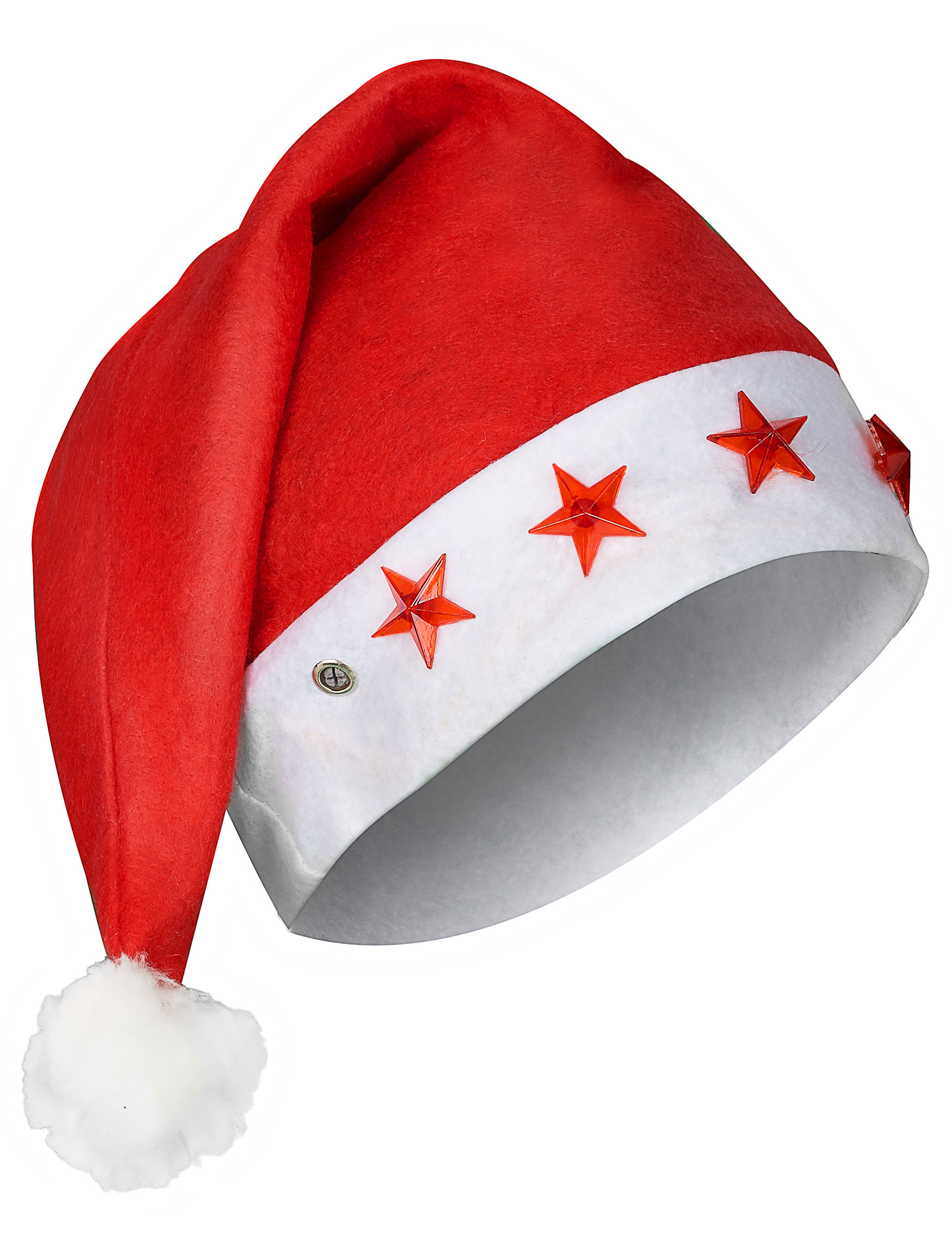 Lumineux avec LED Chapeau de Père Noël pour Adultes Rouge et Blanc en Feutre avec Pompon Taille Unique Accessoire Fête Homme et Femme Lot de 24 Bonnets de Noel wm-15 